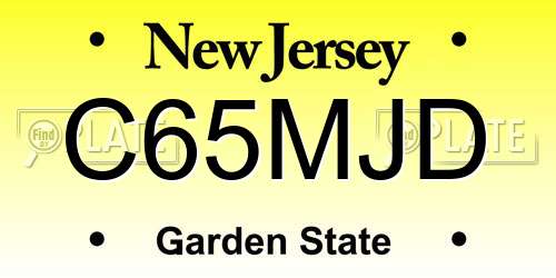 C65MJD New Jersey License Plate
