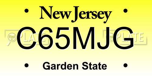 C65MJG New Jersey License Plate