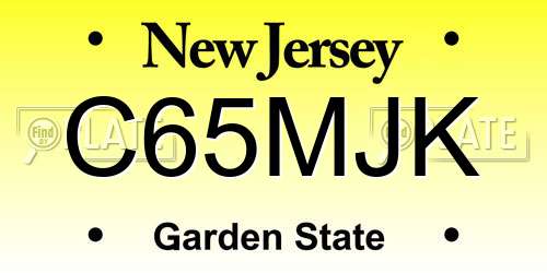 C65MJK New Jersey License Plate