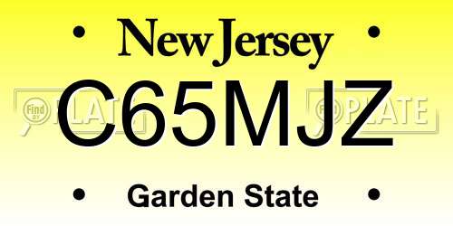 C65MJZ New Jersey License Plate