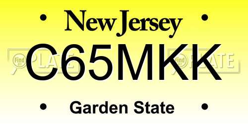 C65MKK New Jersey License Plate