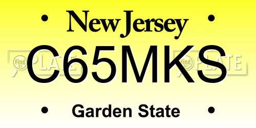 C65MKS New Jersey License Plate