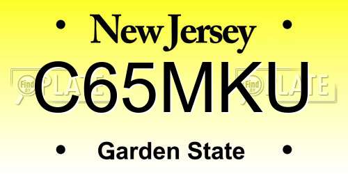 C65MKU New Jersey License Plate