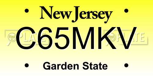 C65MKV New Jersey License Plate