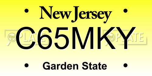 C65MKY New Jersey License Plate
