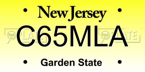 C65MLA New Jersey License Plate