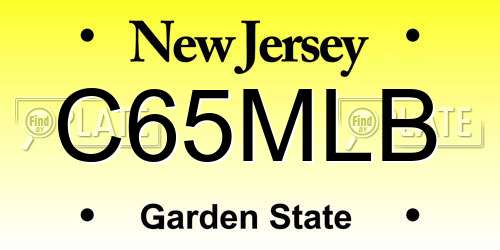 C65MLB New Jersey License Plate