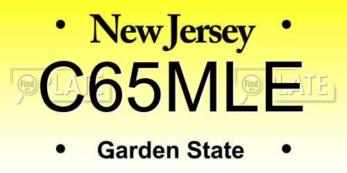 C65MLE New Jersey License Plate