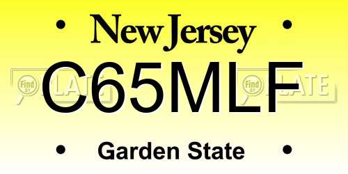 C65MLF New Jersey License Plate