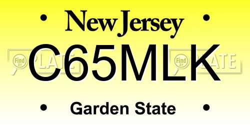 C65MLK New Jersey License Plate
