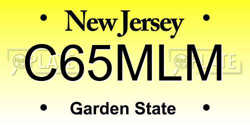 C65MLM New Jersey License Plate