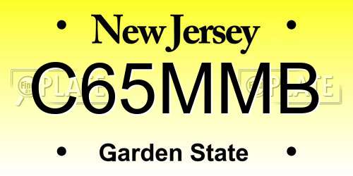 C65MMB New Jersey License Plate