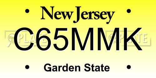C65MMK New Jersey License Plate