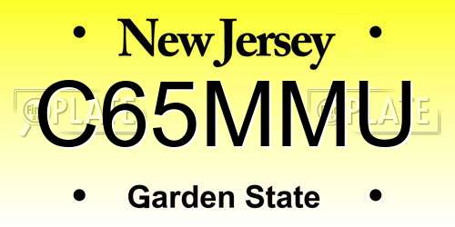 C65MMU New Jersey License Plate