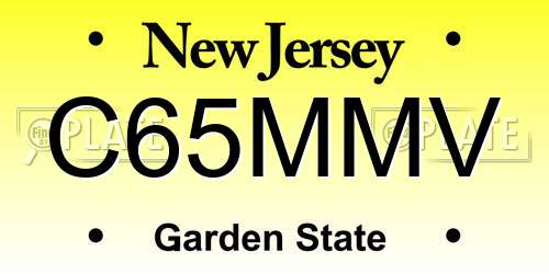 C65MMV New Jersey License Plate