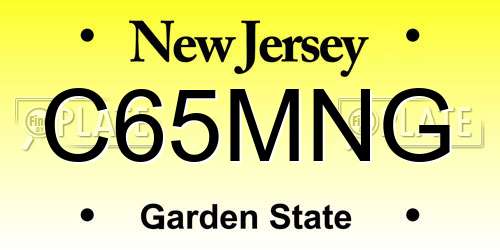 C65MNG New Jersey License Plate