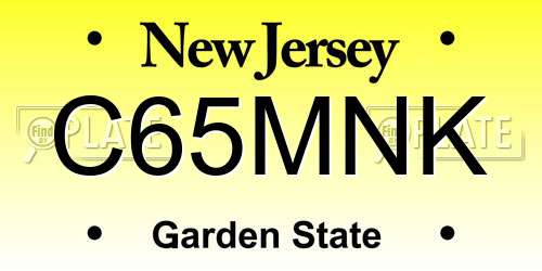 C65MNK New Jersey License Plate