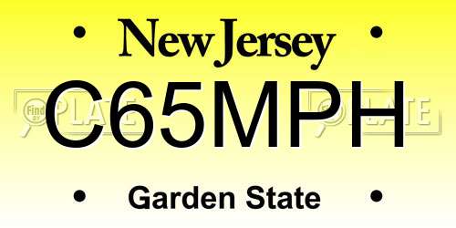 C65MPH New Jersey License Plate