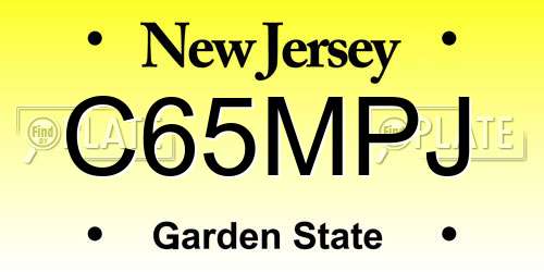 C65MPJ New Jersey License Plate