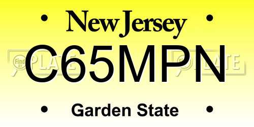 C65MPN New Jersey License Plate