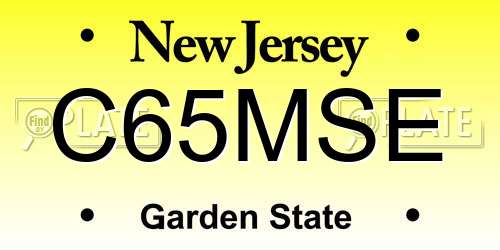 C65MSE New Jersey License Plate
