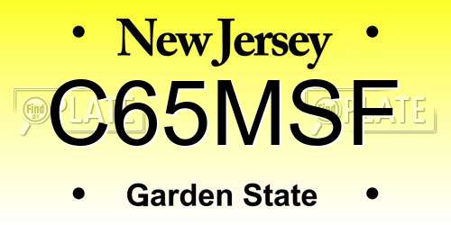 C65MSF New Jersey License Plate