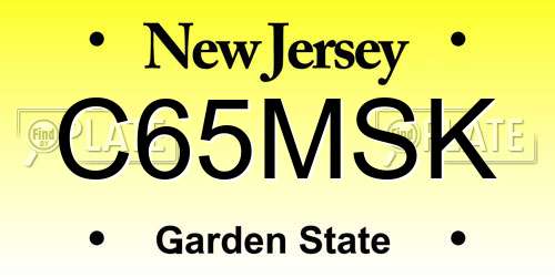 C65MSK New Jersey License Plate