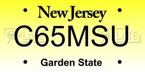 C65MSU New Jersey License Plate