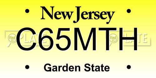 C65MTH New Jersey License Plate