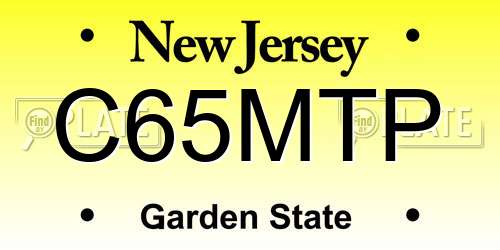 C65MTP New Jersey License Plate