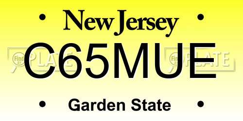 C65MUE New Jersey License Plate