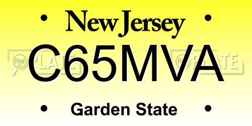 C65MVA New Jersey License Plate