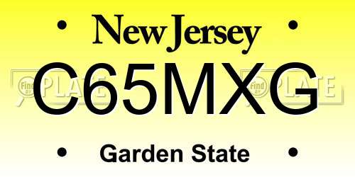 C65MXG New Jersey License Plate
