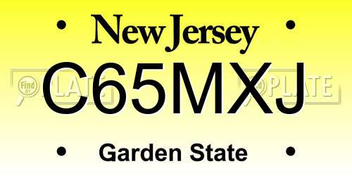 C65MXJ New Jersey License Plate