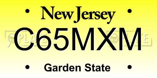 C65MXM New Jersey License Plate
