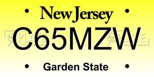 C65MZW New Jersey License Plate
