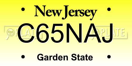 C65NAJ New Jersey License Plate