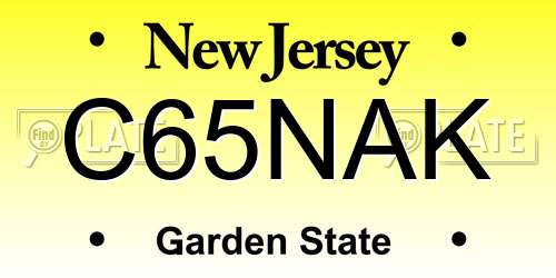 C65NAK New Jersey License Plate