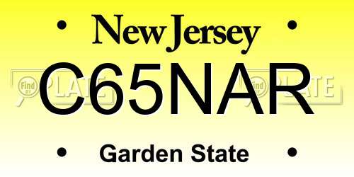 C65NAR New Jersey License Plate
