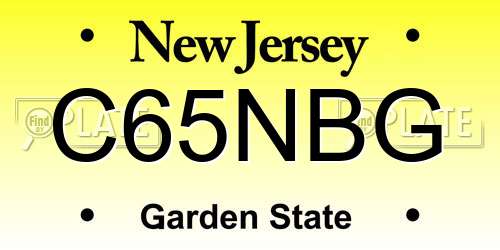 C65NBG New Jersey License Plate