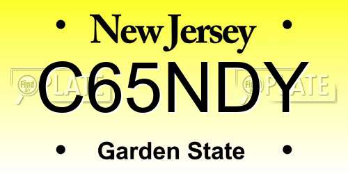 C65NDY New Jersey License Plate