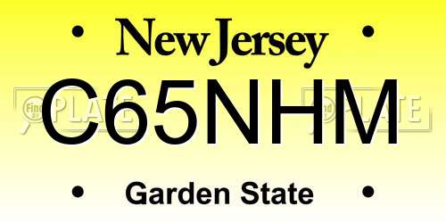 C65NHM New Jersey License Plate