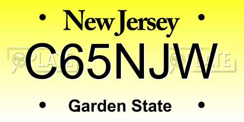 C65NJW New Jersey License Plate