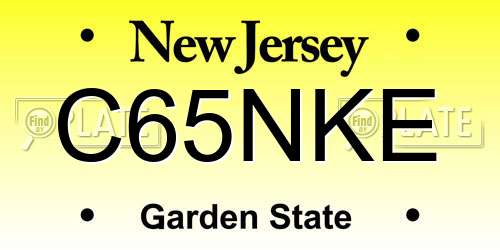 C65NKE New Jersey License Plate