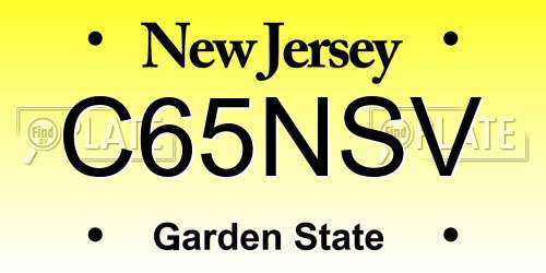 C65NSV New Jersey License Plate