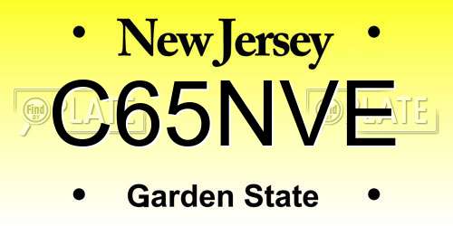 C65NVE New Jersey License Plate
