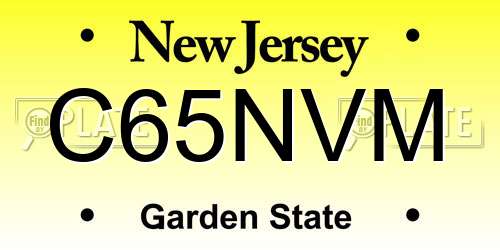 C65NVM New Jersey License Plate