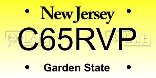 C65RVP New Jersey License Plate