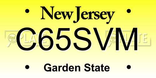 C65SVM New Jersey License Plate