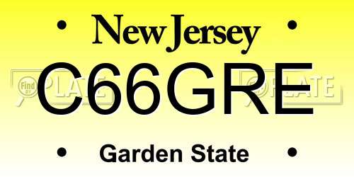 C66GRE New Jersey License Plate